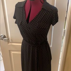 Wrap black dress with white dots